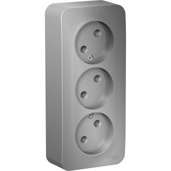 Трёхместная розетка SCHNEIDER ELECTRIC BLANCA без заземления, без шторок, с изолирующей пластиной, 16А, 250В, АЛЮМИНИЙ