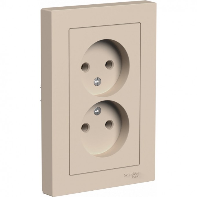Розетка 2-местная SCHNEIDER ELECTRIC ATLASDESIGN 16А без заземления/в сборе, песочный ATN001220 Розетка 2-местная SCHNEIDER ELECTRIC ATLASDESIGN 16А без заземления/в сборе, песочный ATN001220