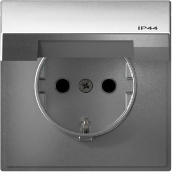 Розетка SCHNEIDER ELECTRIC ARTGALLERY GAL440346 16А IP44 с заземлением, шторки, с крышкой, механизм, алюминий